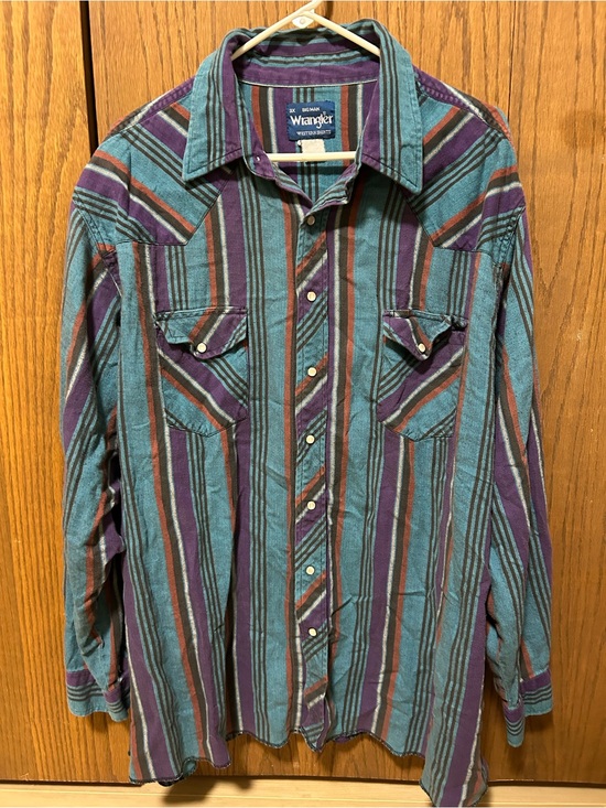 Wrangler Other - Vintage Wrangler Big Man Striped Pearl Snap